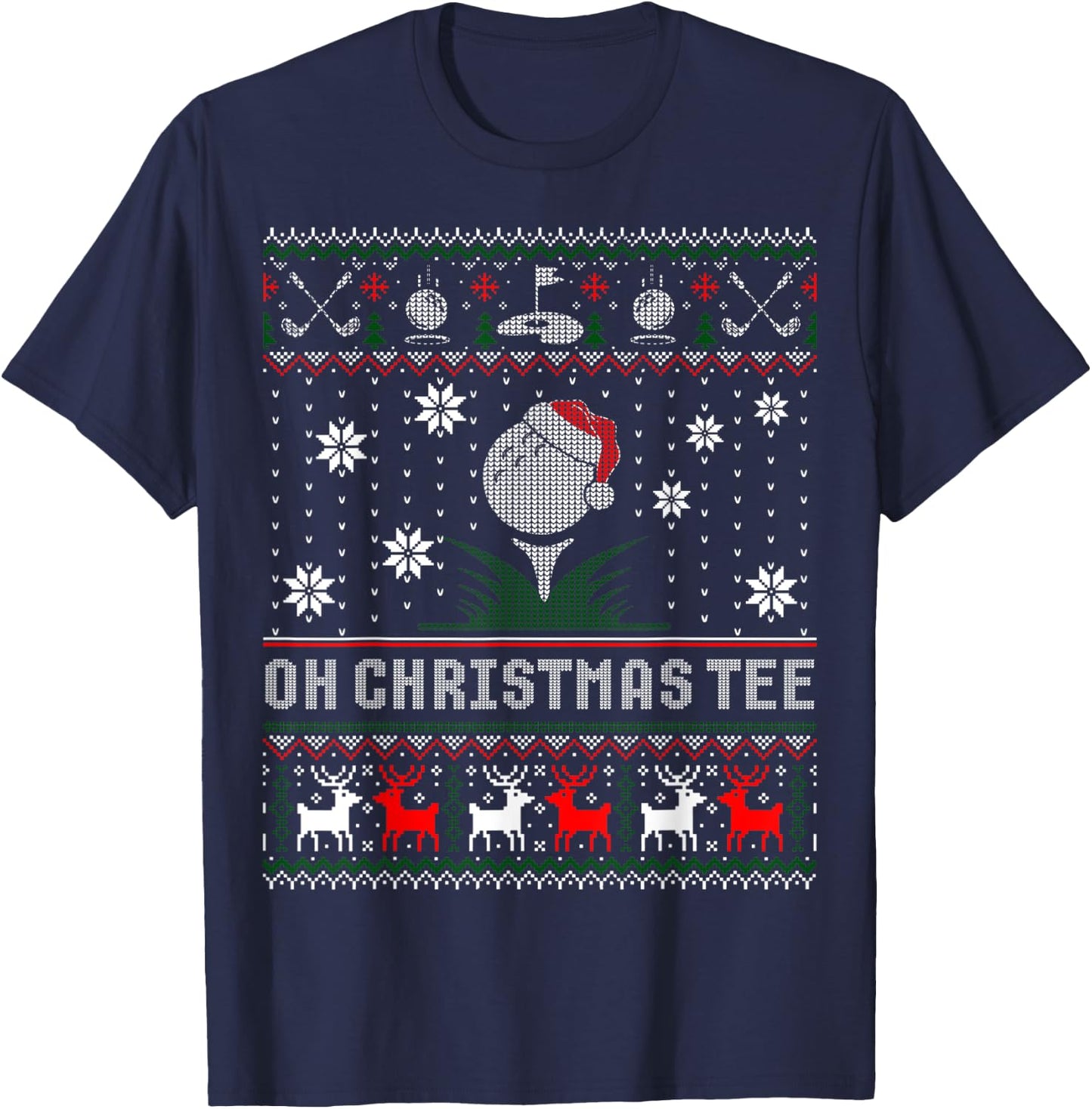 Golf Christmas Golfer Oh Christmas Ugly Sweater T-Shirt - T-Shirt | Navy