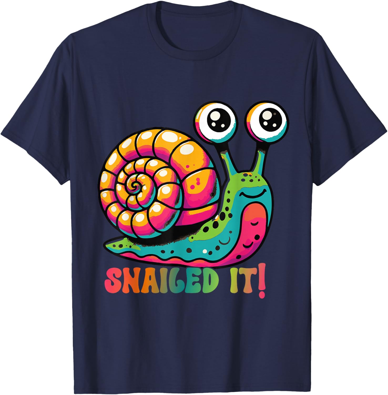 Funny Snail Snailed It! Kids Men Women - Black, Small - Short Sleeve - Modern, Cartoon, Animal Theme T-Shirt - T-Shirt | Navy