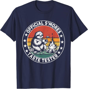 Official S'mores Tester Funny Vintage Sloth S'more Camping T-Shirt - T-Shirt | Navy