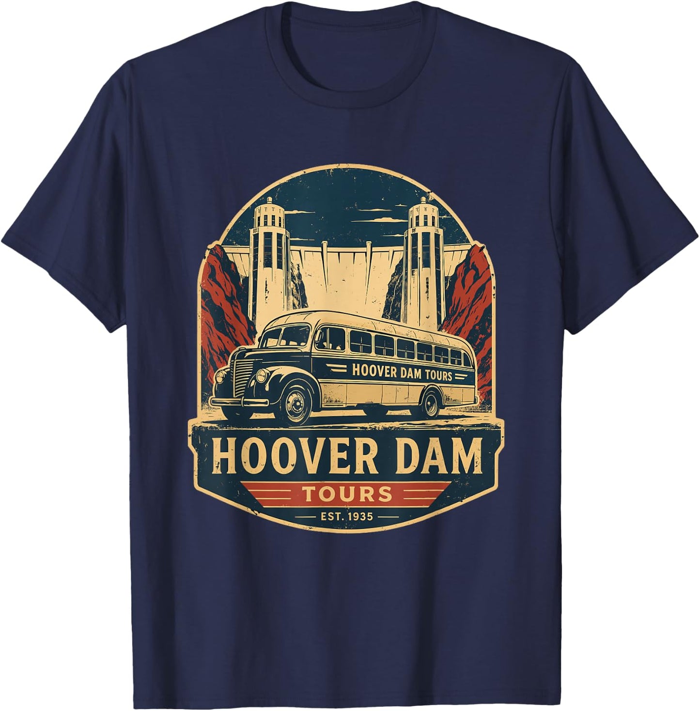 Hoover Dam Vintage Tours Bus T-Shirt - T-Shirt | Navy