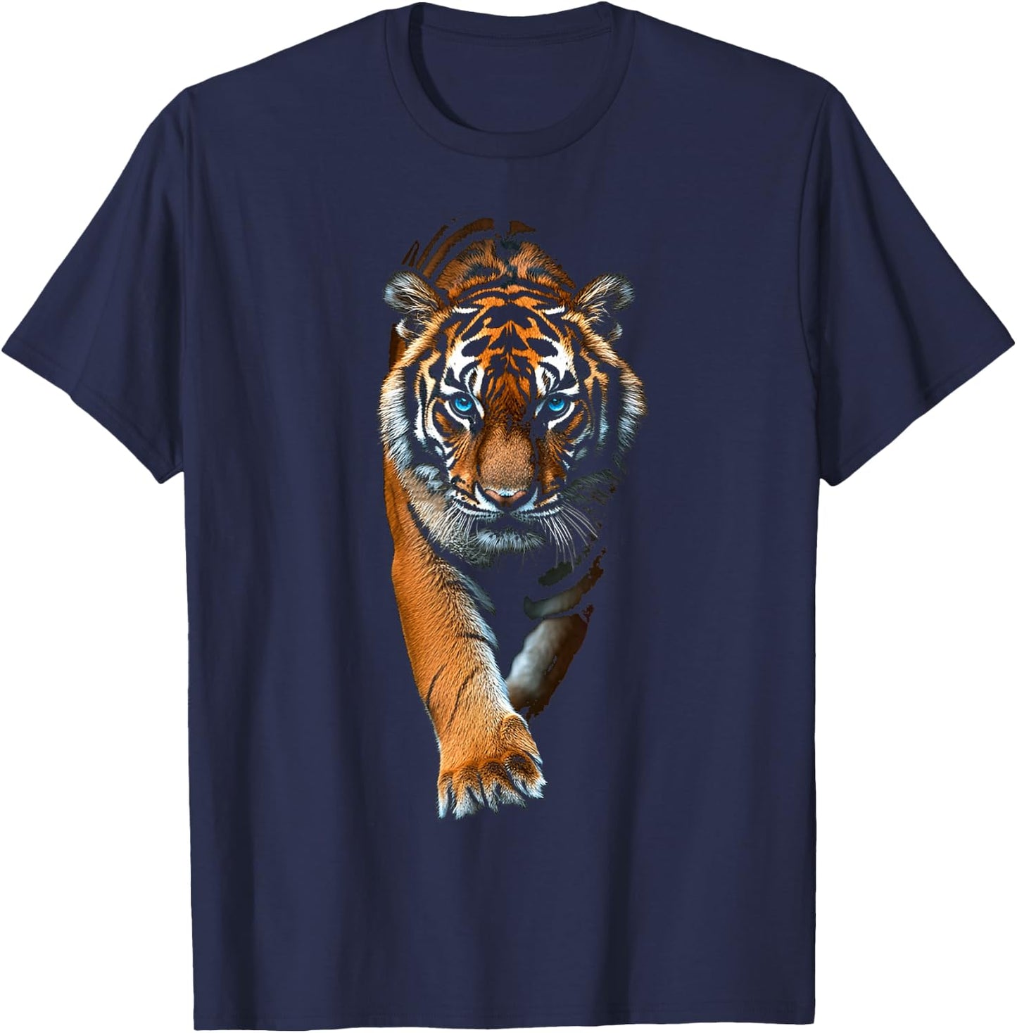 Tiger Animal Graphic Blue Eyes Illustration Tiger , black T-Shirt - T-Shirt | Navy