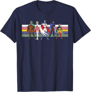 Battle of the planets G Force Retro Colour Stripe T-Shirt - T-Shirt | Navy