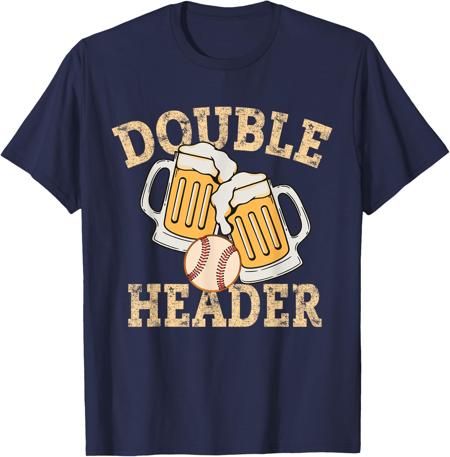 Baseball Double Header s Lucky Baseball T-Shirt - T-Shirt | Navy