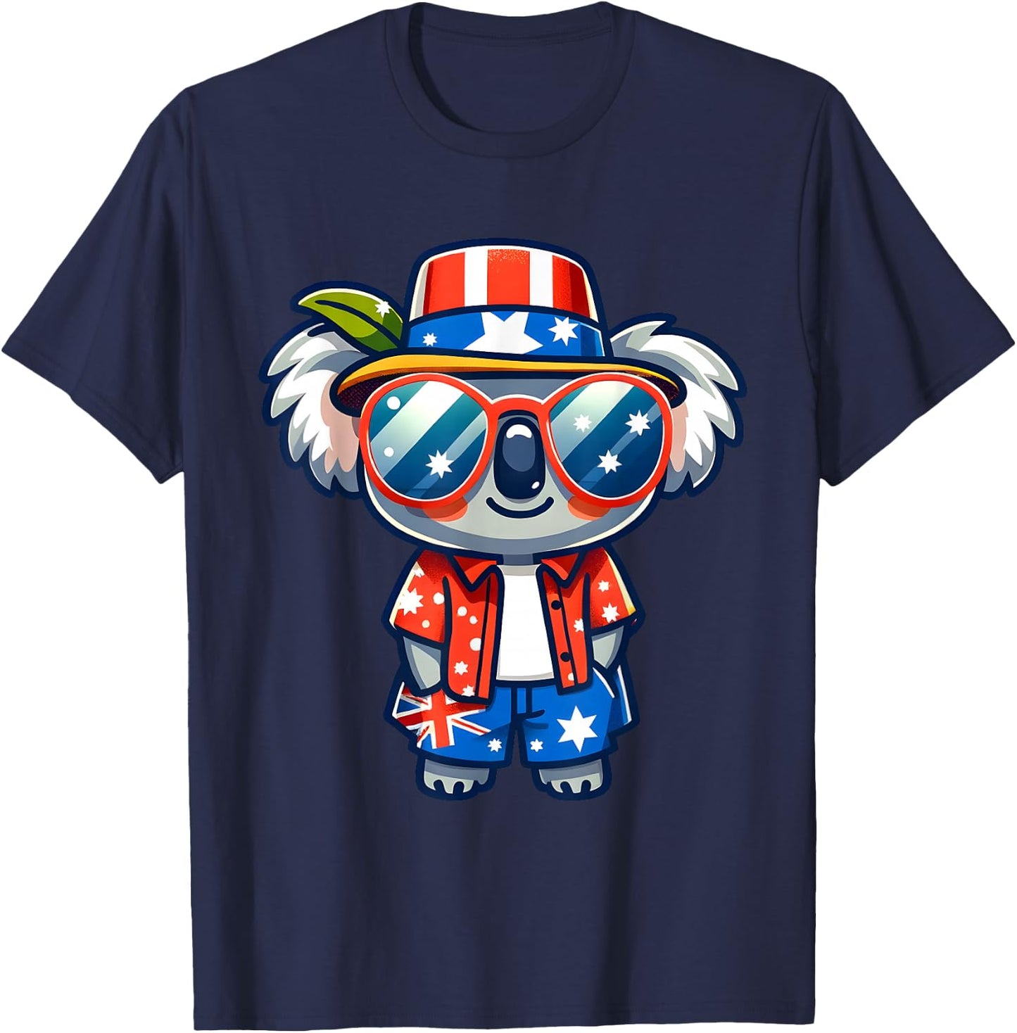 Koala USA Flag Australia Day Australian Flag Born Adult Kids T-Shirt - T-Shirt | Navy