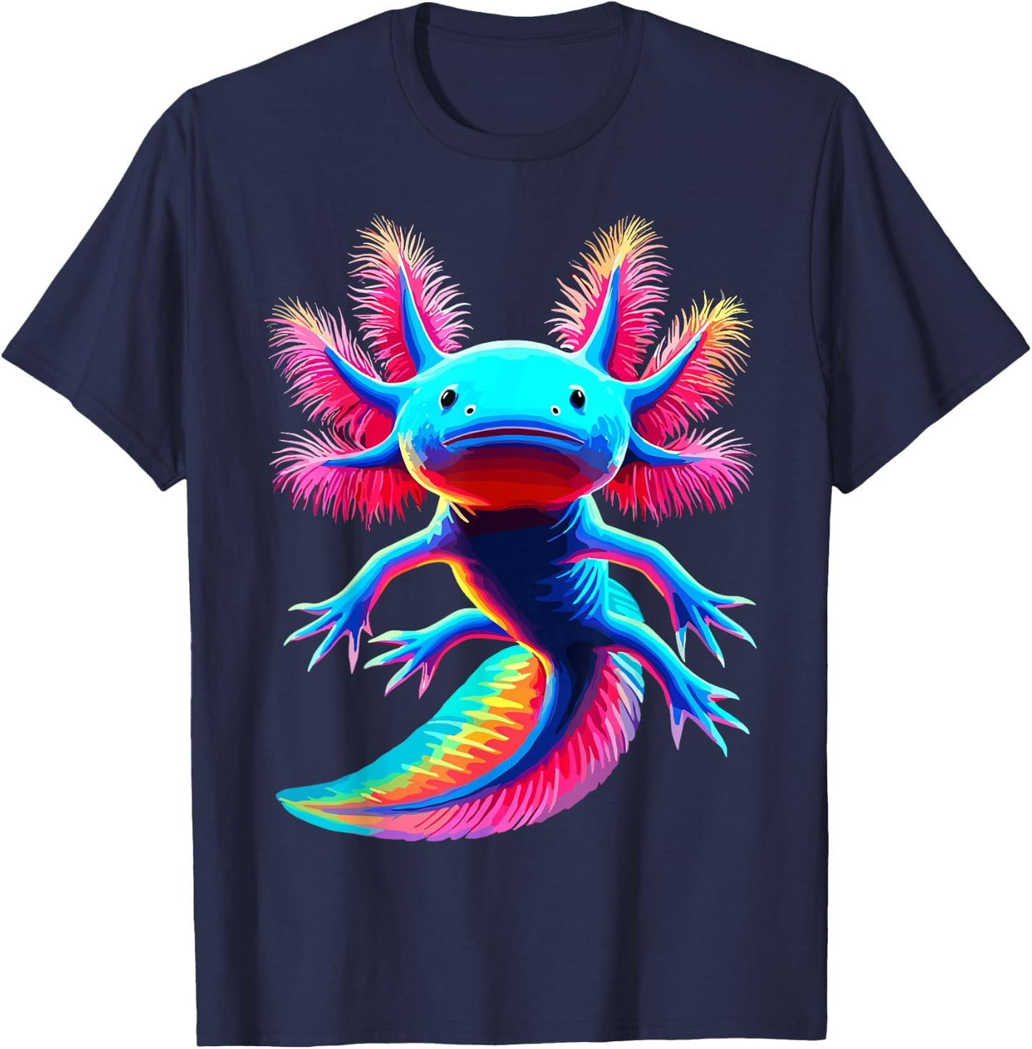 Axolotl Beautiful Colorful Axolotl T-Shirt - T-Shirt | Navy