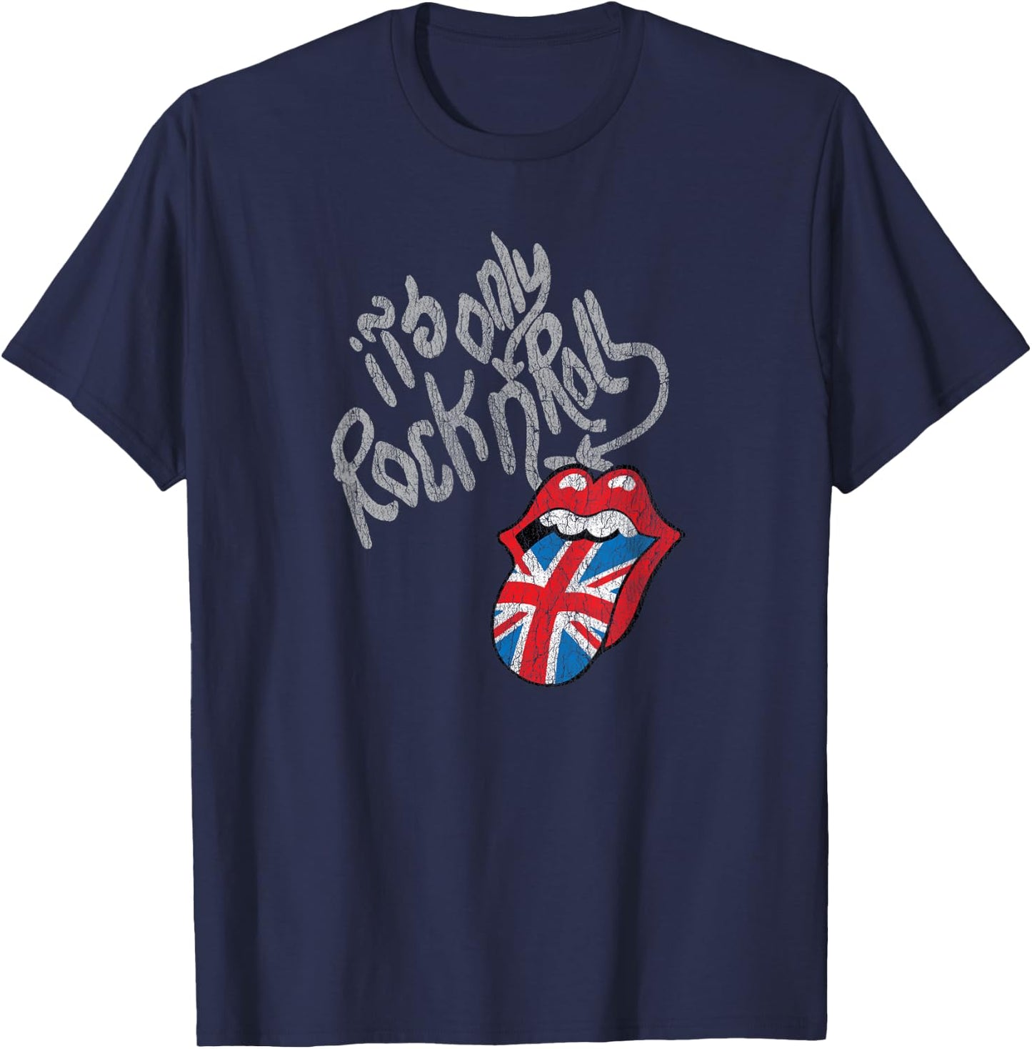 The Rolling Stones Rock N Roll UK Tongue T-Shirt - T-Shirt | Navy