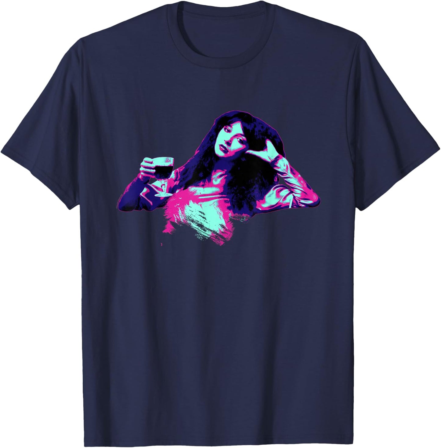 Kate Bush Laid Back Pop Art Stylised T-Shirt - T-Shirt | Navy