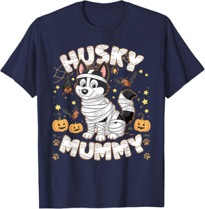 Halloween Costume Siberian Husky Dog Outfit Husky Mummy Women Kids T-Shirt - T-Shirt | Navy