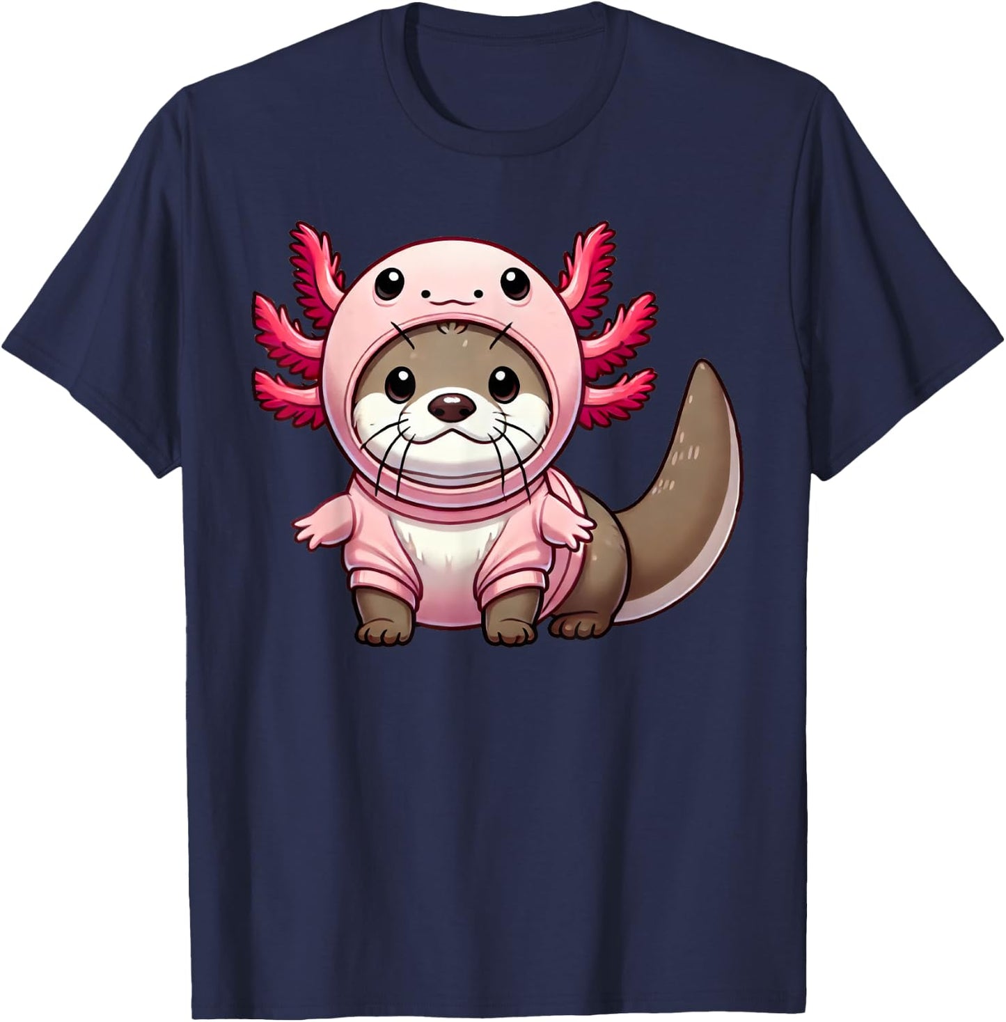 Kawaii Otter Axolotl Costume T-Shirt - T-Shirt | Navy