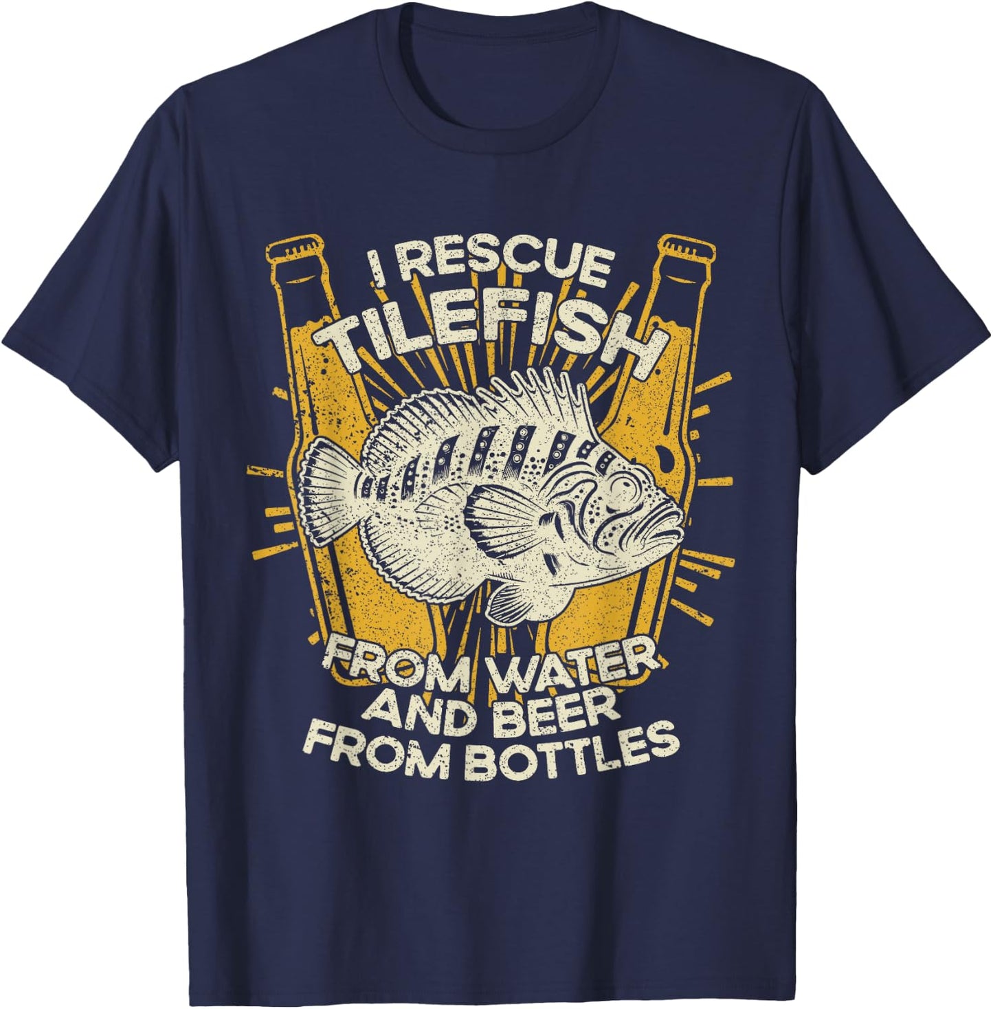 I Rescue Fish And Beer - Fisherman Fishing Tilefish T-Shirt - T-Shirt | Navy