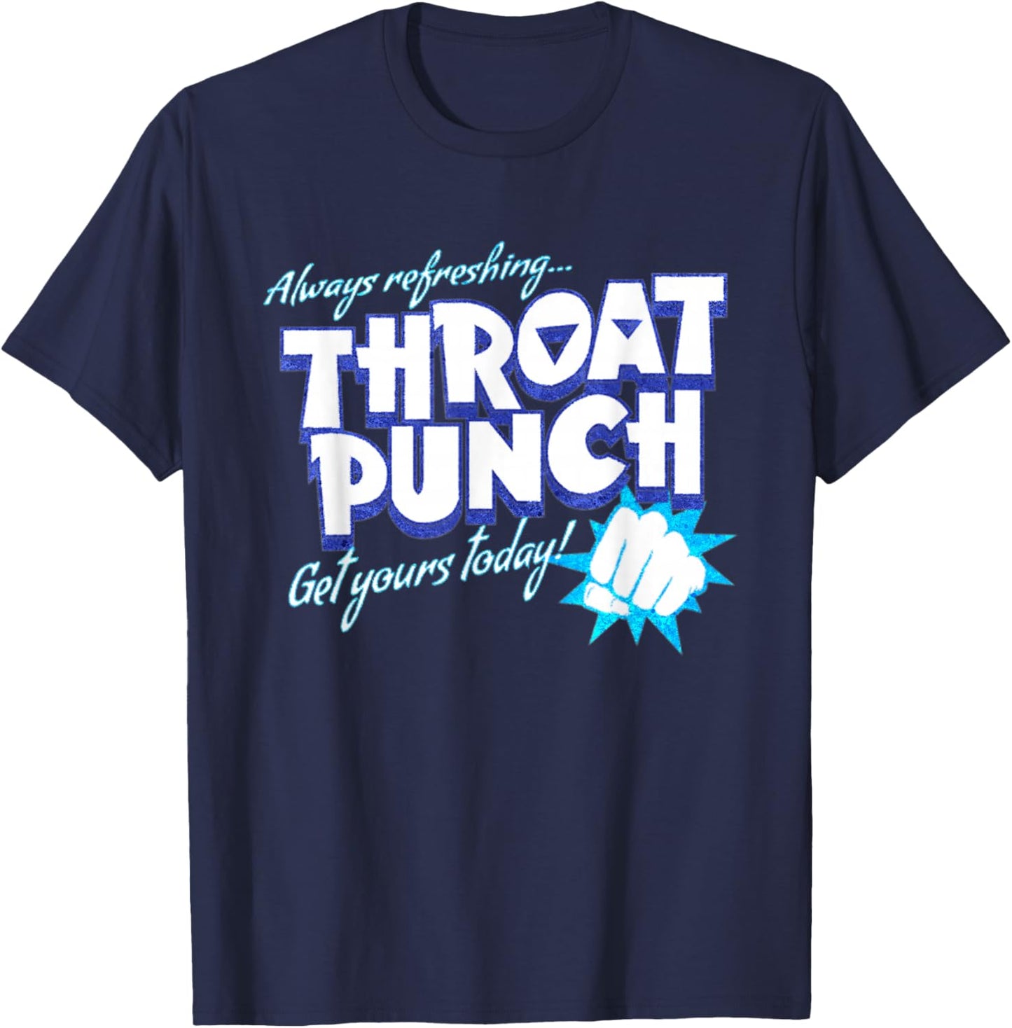 Distressed Refreshing Throat Punch Blue T-Shirt - T-Shirt | Navy