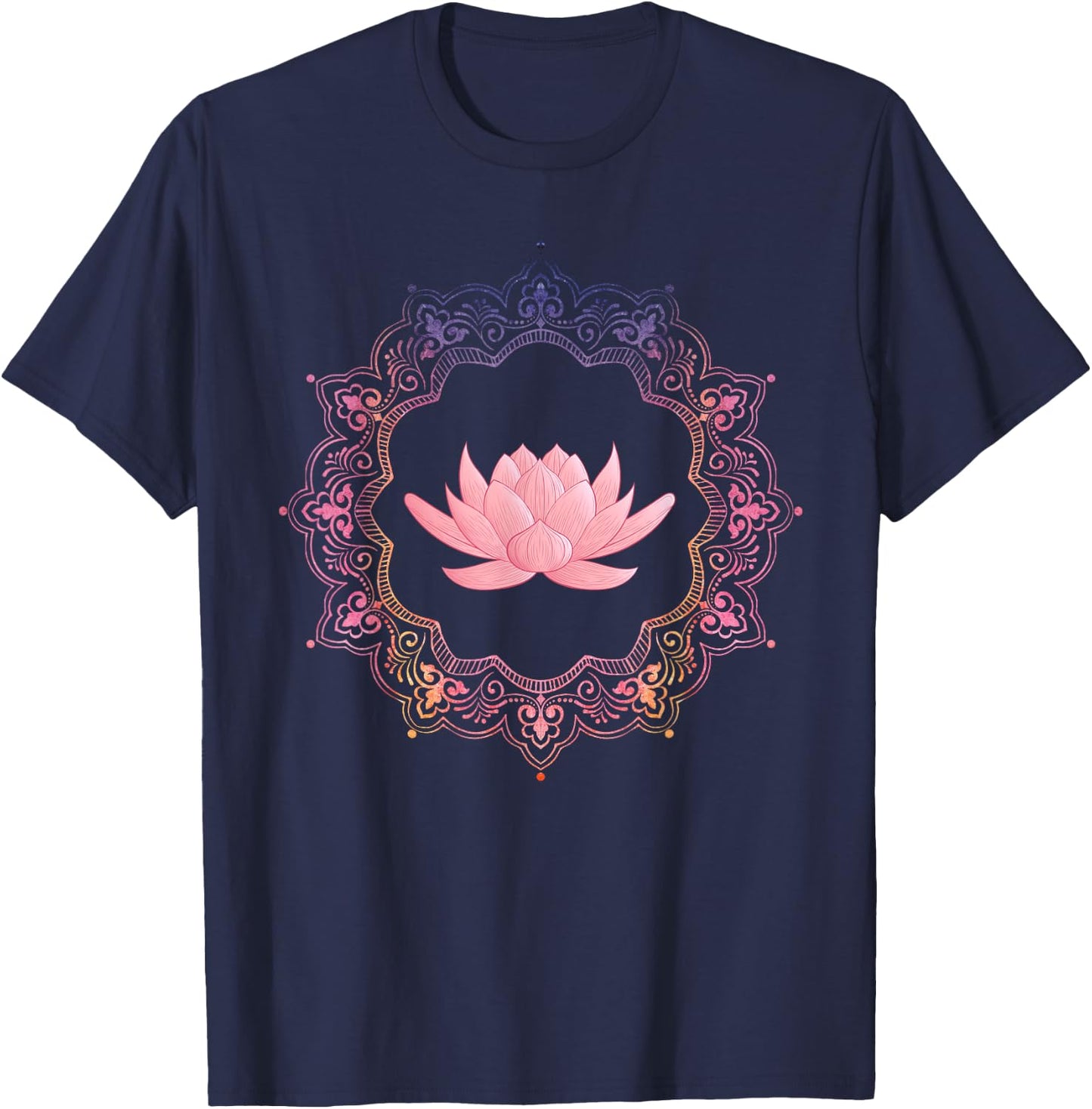 Lotus Mandala Circle | Spiritual Yoga T-Shirt - T-Shirt | Navy