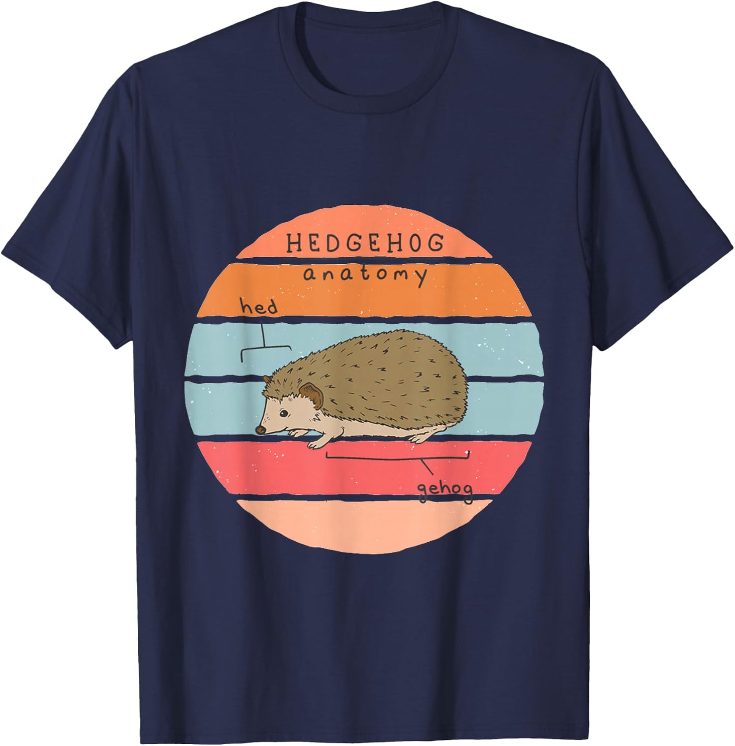 Hedgehog Animal Anatomy Science Humour Cute Animal Lover T-Shirt - T-Shirt | Navy
