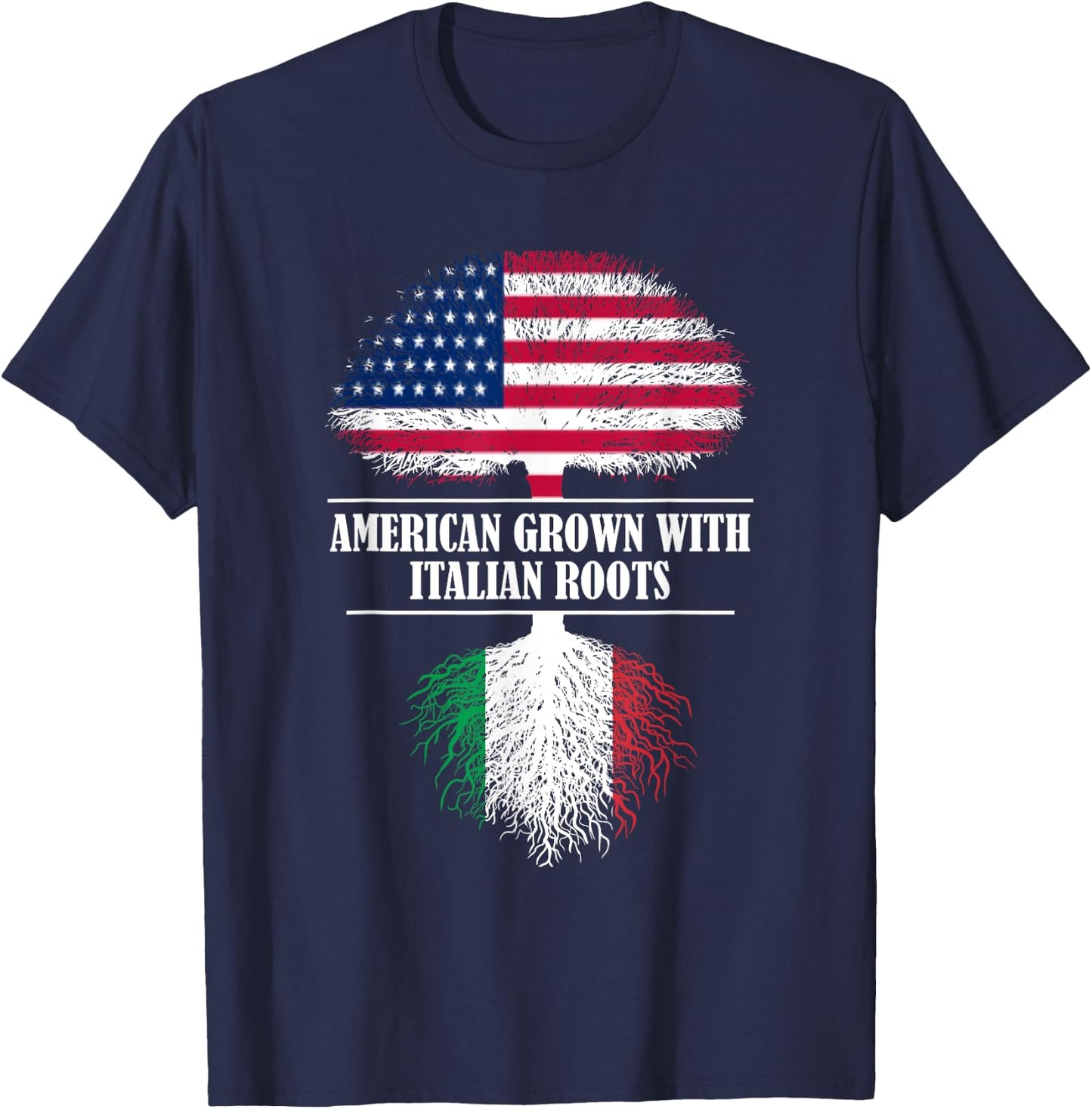American grown with italian roots Italy flag country T-Shirt - T-Shirt | Navy