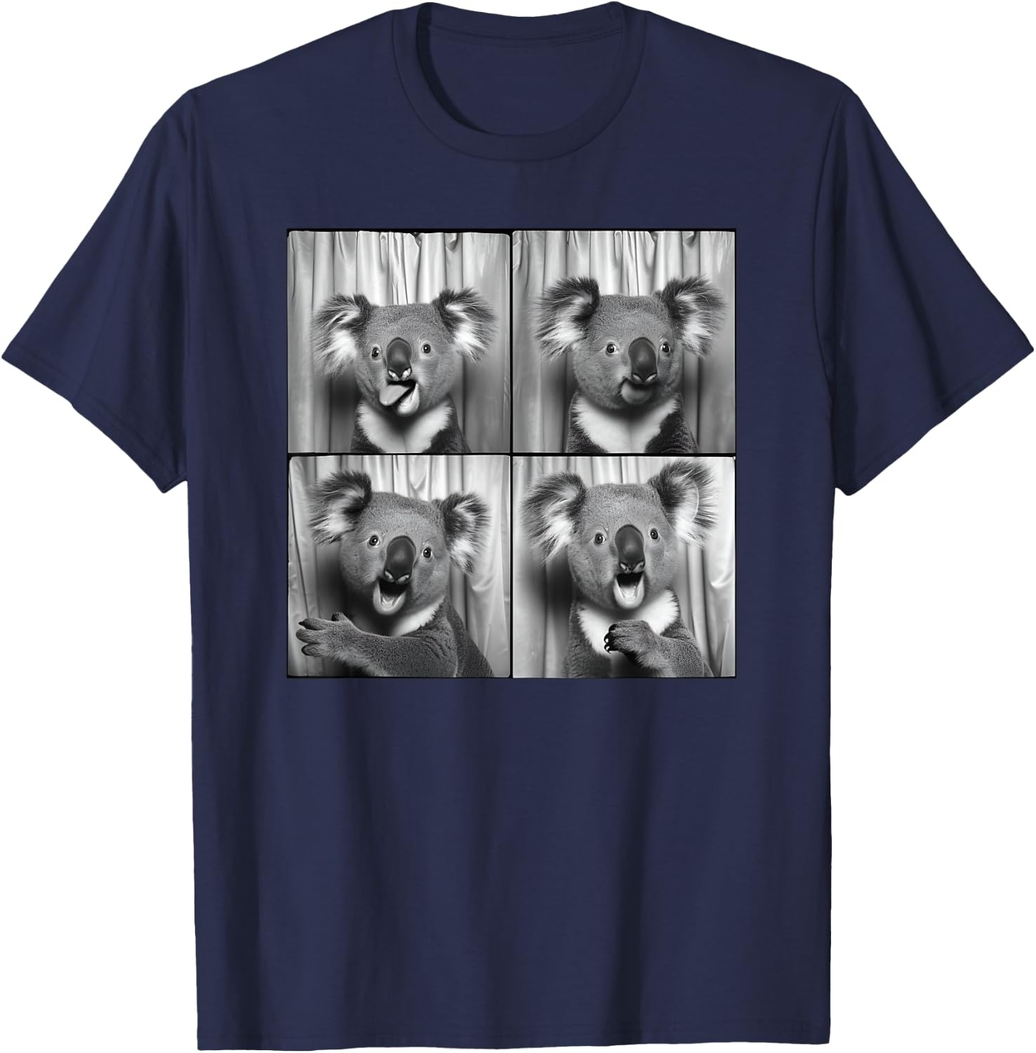 Funny Koala Face Laughing Koala Animal Photo Cute Koala T-Shirt - T-Shirt | Navy