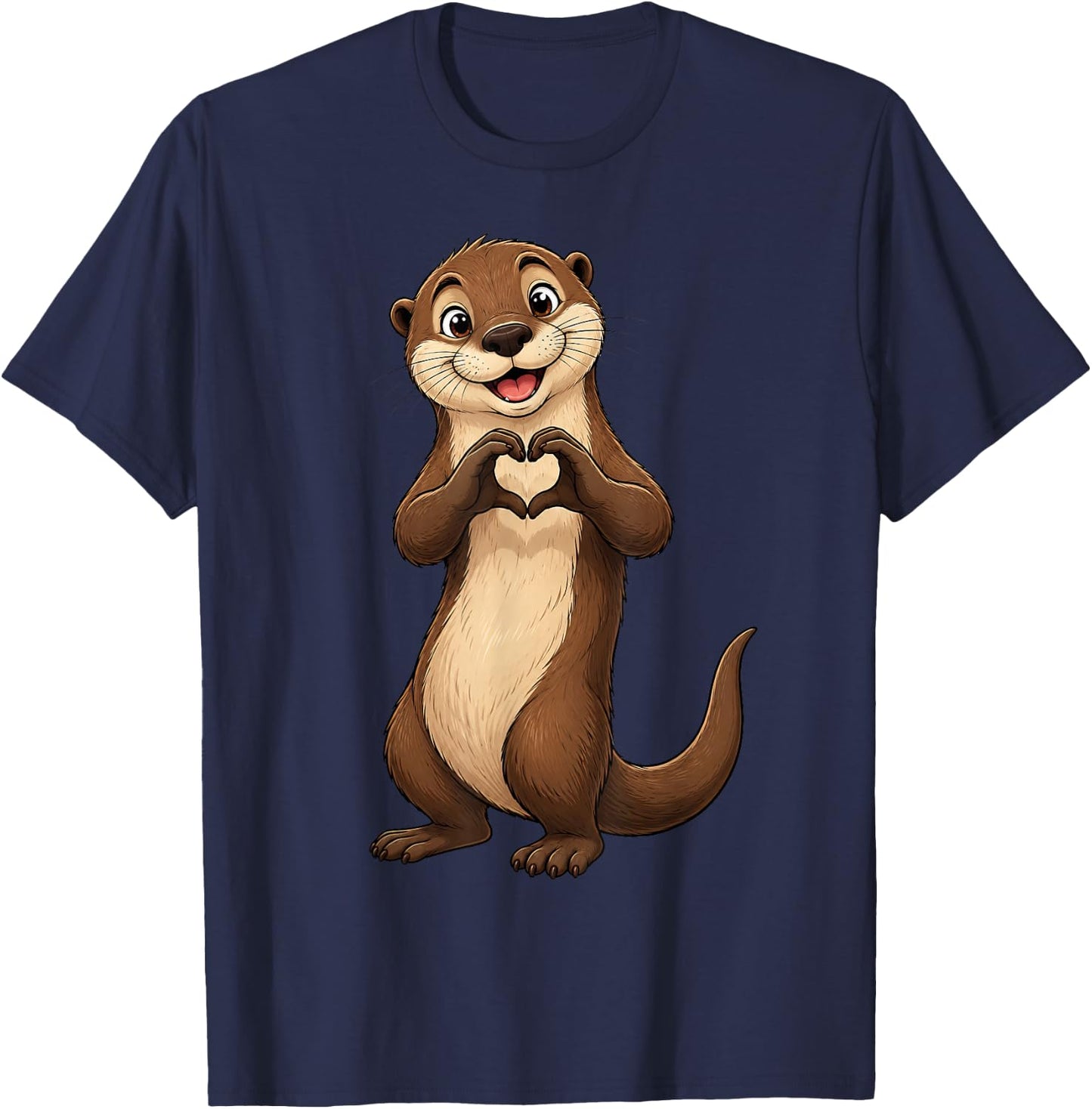 Otter mit Herz | Süßer Otterfreund mit Herzsymbol T-Shirt - T-Shirt | Navy