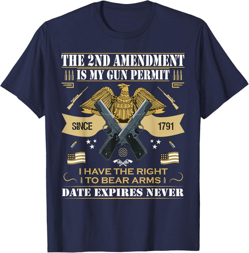 Pro Gun Second Amendment is My Gun Permit USA American Flag