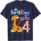 Giraffe Birthday For Girl 4th Giraffe Birthday 4 Year Old) T-Shirt - T-Shirt | Navy