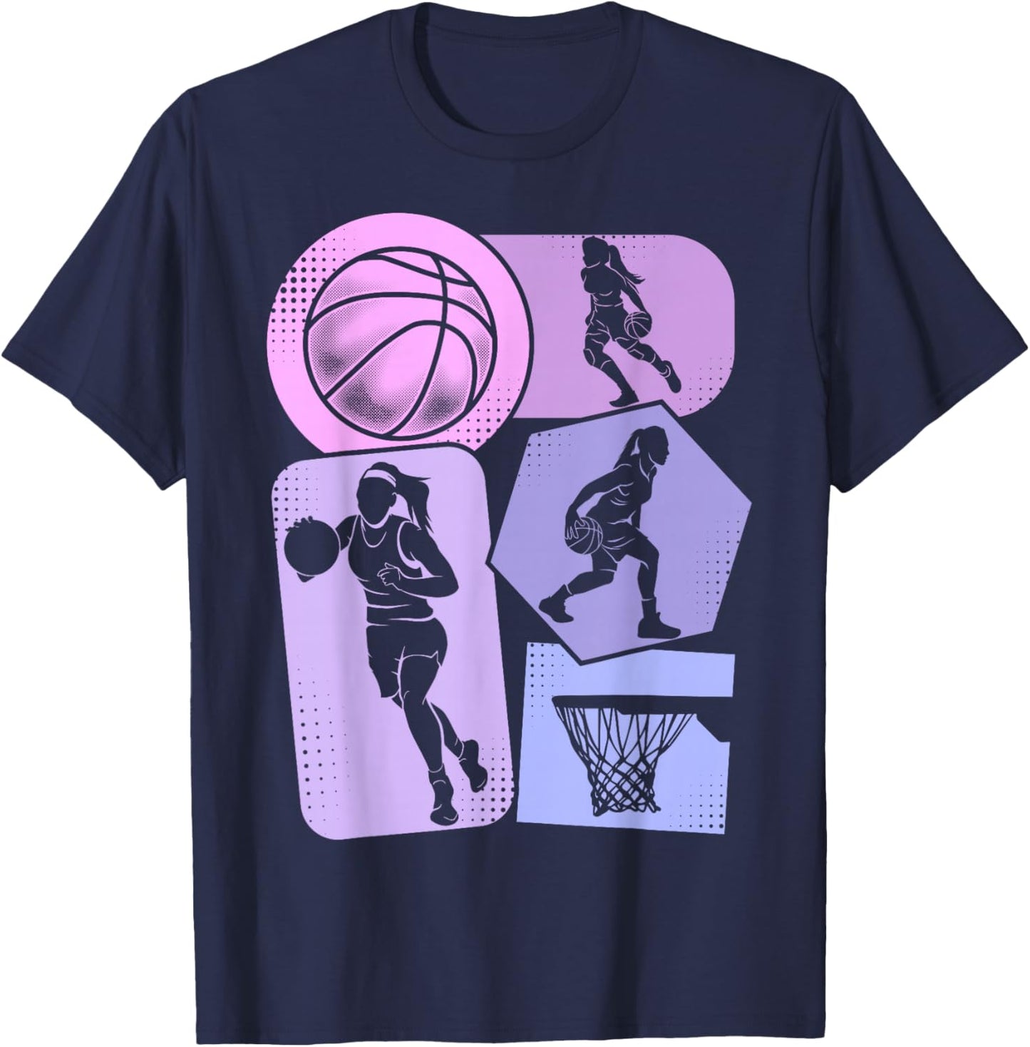 Basketball Girl's Basketball Player Women's Children's , black T-Shirt - T-Shirt | Navy