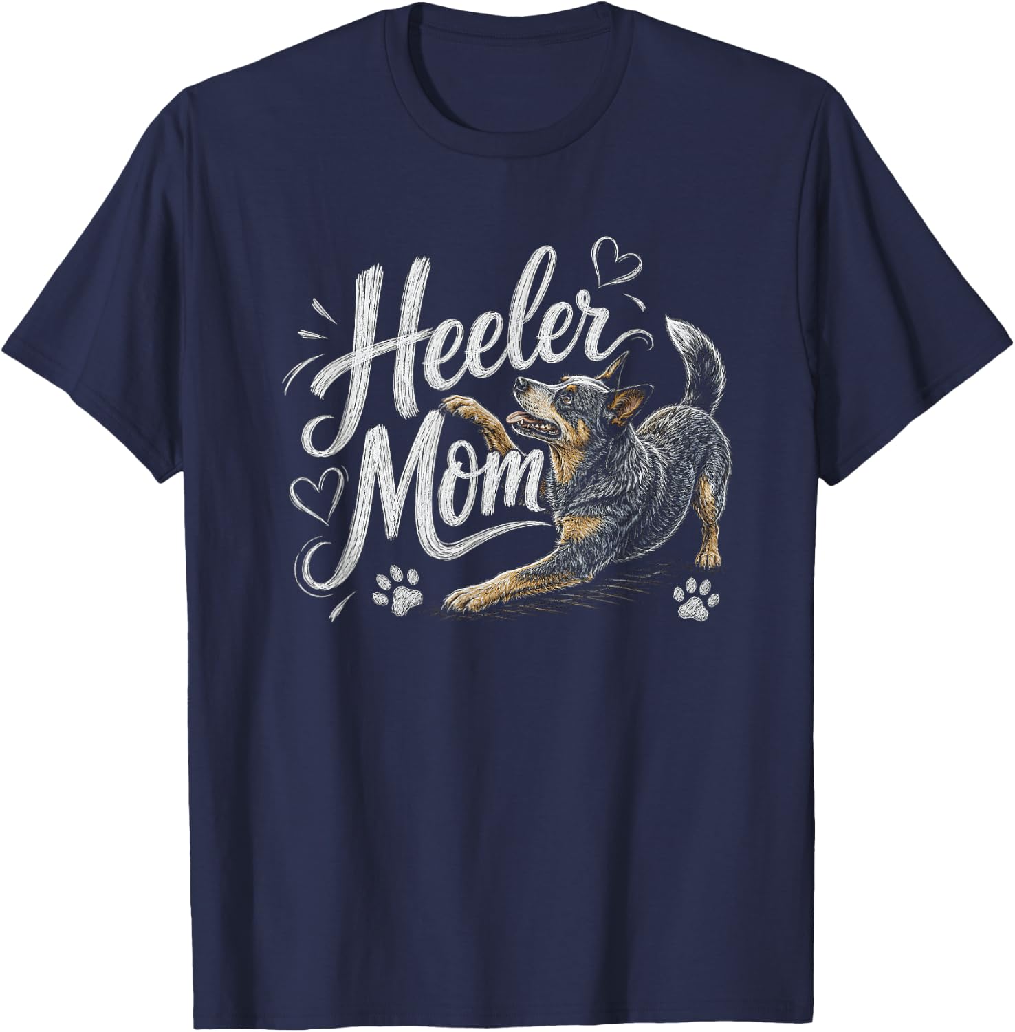 Australian Cattle Dog Blue Heeler Mom Artwork Design T-Shirt - T-Shirt | Navy
