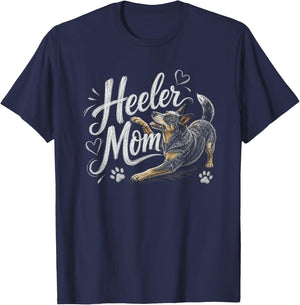 Australian Cattle Dog Blue Heeler Mom Artwork Design T-Shirt - T-Shirt | Navy