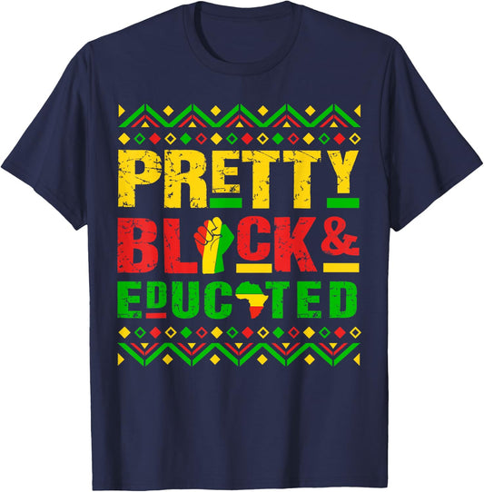Pretty Black and Educated Juneteenth Pride Girl Women Kid T-Shirt - T-Shirt | Navy