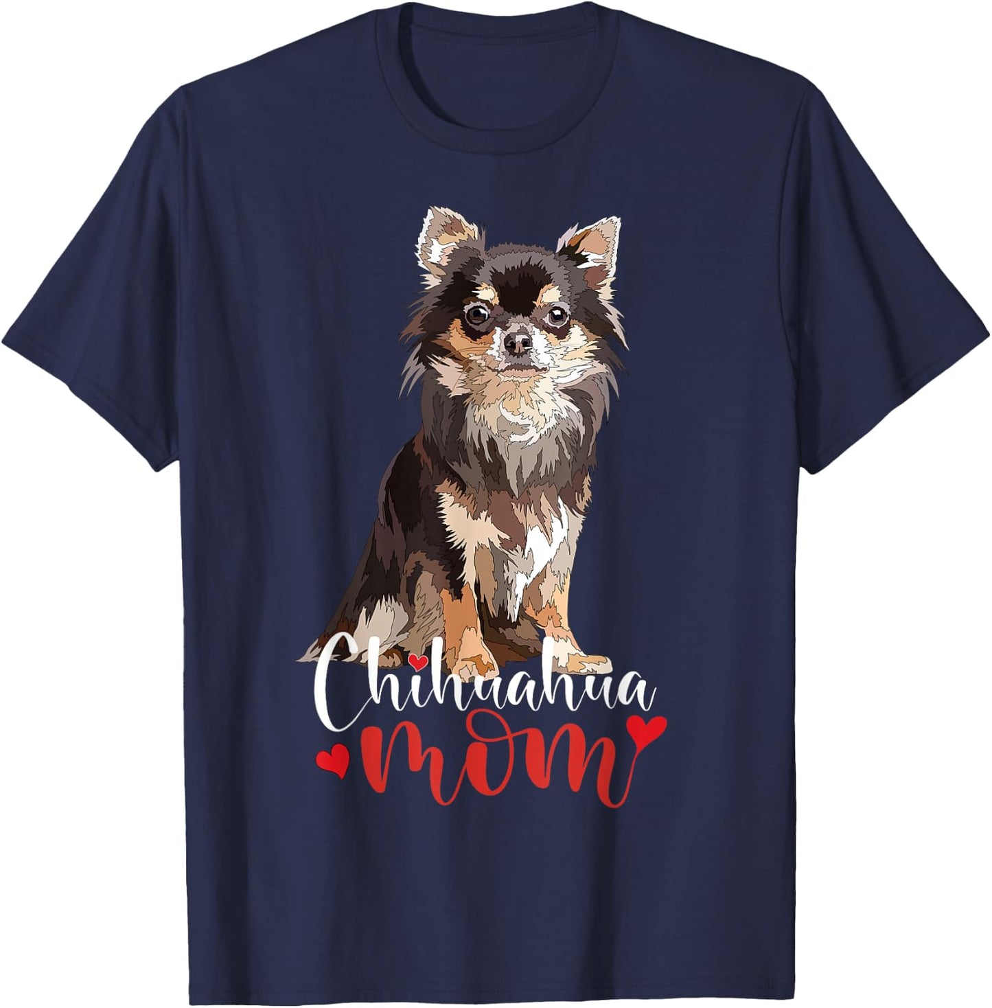 Chihuahua Mama Chihuahua Long Haired Mom Mommy Chiwawa Dog Women Kids T-Shirt - T-Shirt | Navy