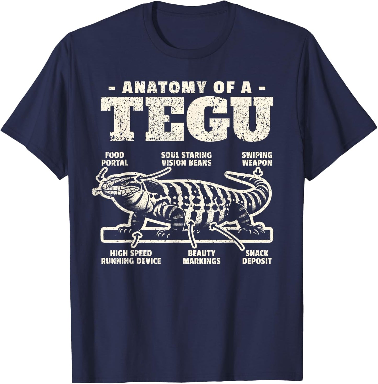 Tegu Owner - Giant Tegu - Anatomy Tegu Lizard - Funny Tegu T-Shirt - T-Shirt | Navy
