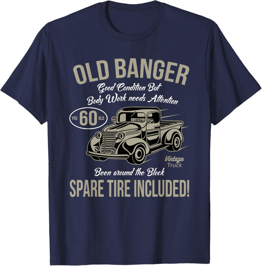 60th Birthday Vintage Old Banger 60 Years Old Men Gift Retro T-Shirt - T-Shirt | Navy