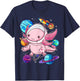 Axolotl Shirts For Girls Boys Kid Axolotl Space Shirt Kawaii T-Shirt - T-Shirt | Navy