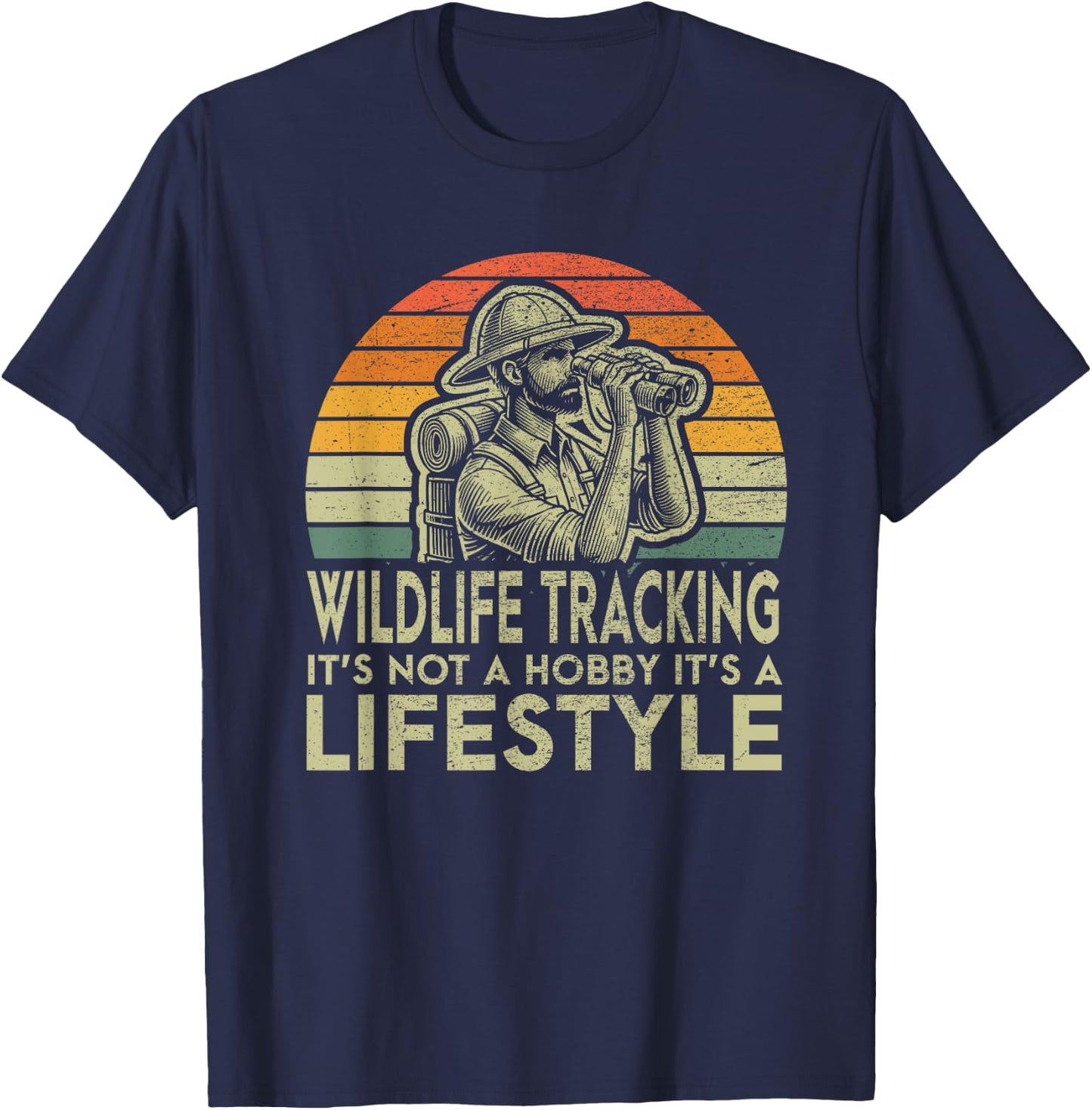 Retro Wildlife Tracking Lifestyle Wildlife Tracker T-Shirt - T-Shirt | Navy