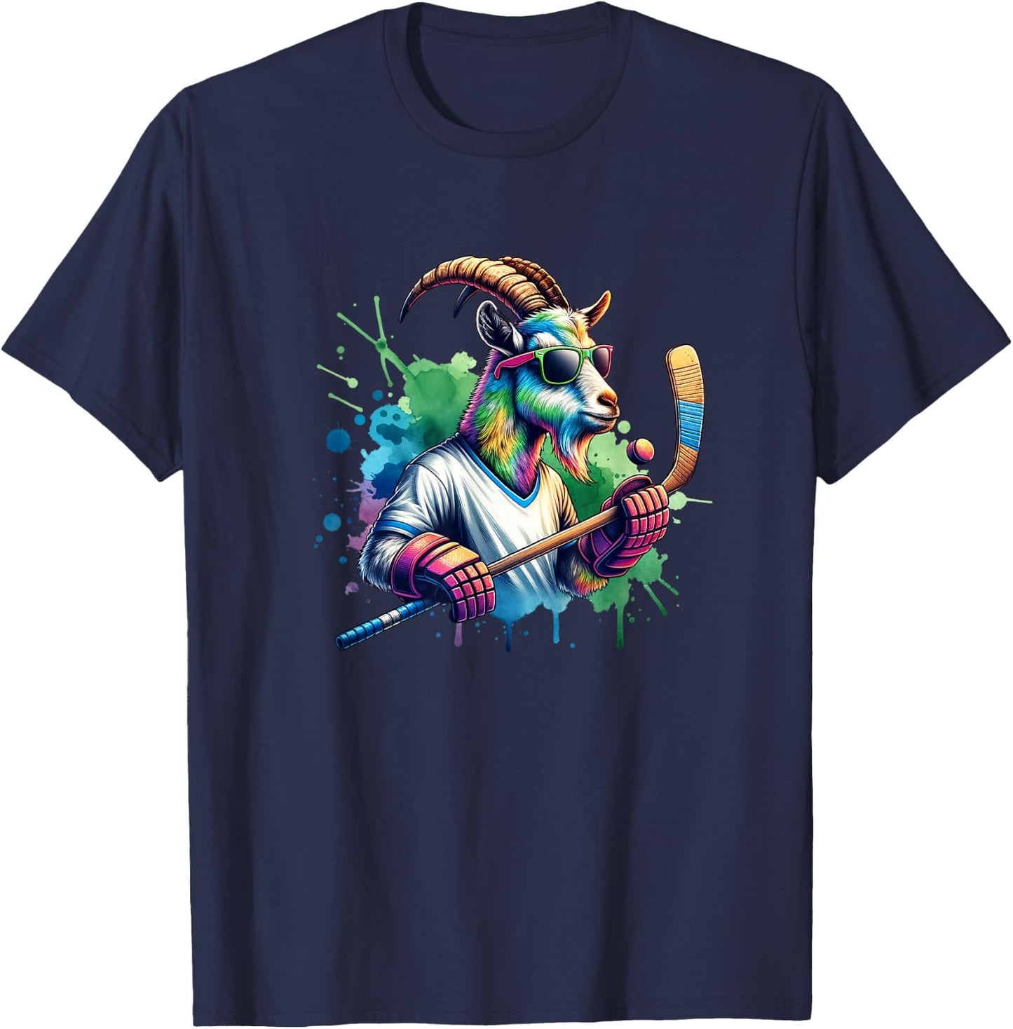 Unique Goat Ice Hockey Goalie Team Sports Design T-Shirt - T-Shirt | Navy