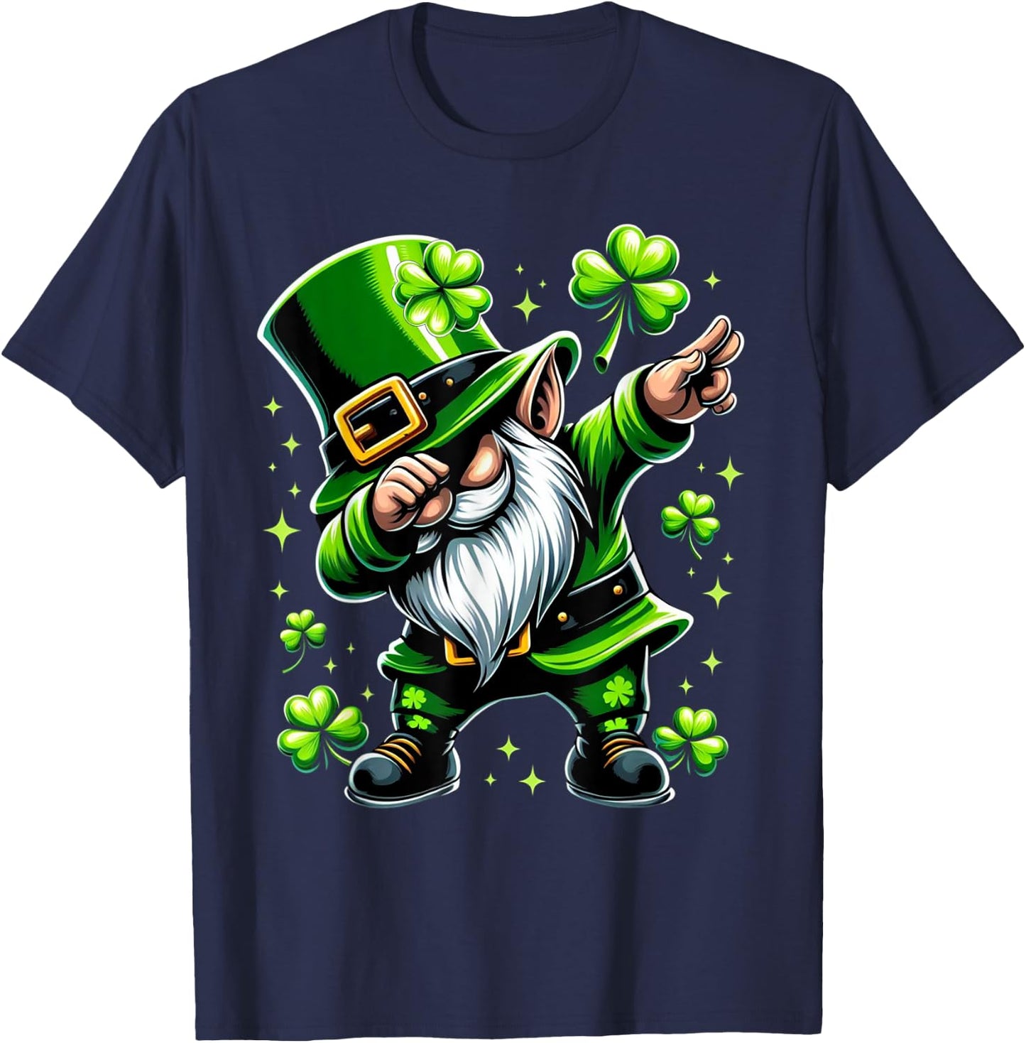 St Patricks Day Gnome Dabbing Gnomes Shamrock Men Women Kids T-Shirt - T-Shirt | Navy