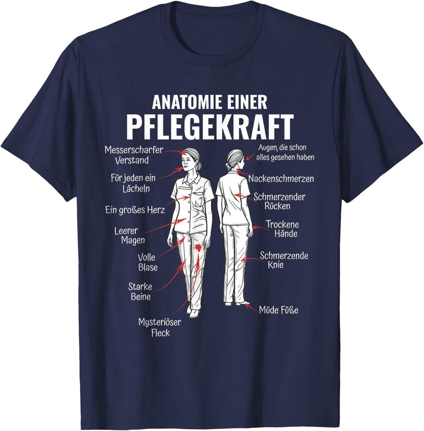Anatomie Einer Pflegekraft Altenpflege Pflegeleben T-Shirt - T-Shirt | Navy