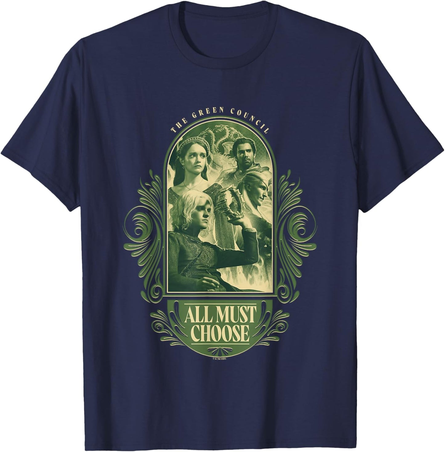 House of the Dragon The Green Council All Must Choose Retro T-Shirt - T-Shirt | Navy
