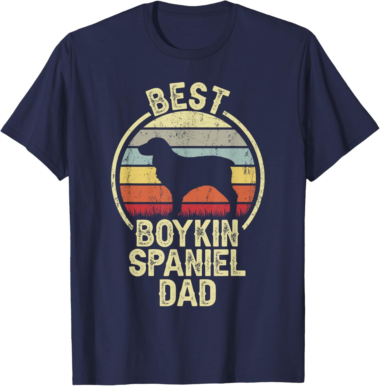 Best Dog Father Dad - Vintage Boykin Spaniel T-Shirt - T-Shirt | Navy