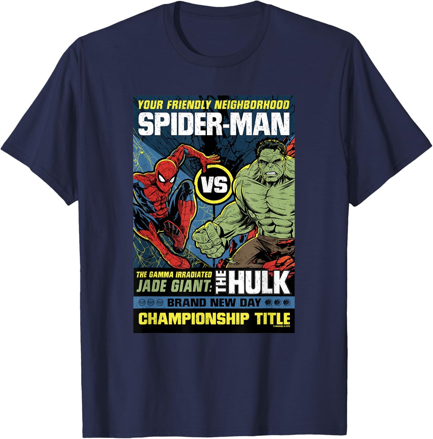 Marvel Spider-Man Day Spidey vs Hulk Champ Comic T-Shirt - T-Shirt | Navy