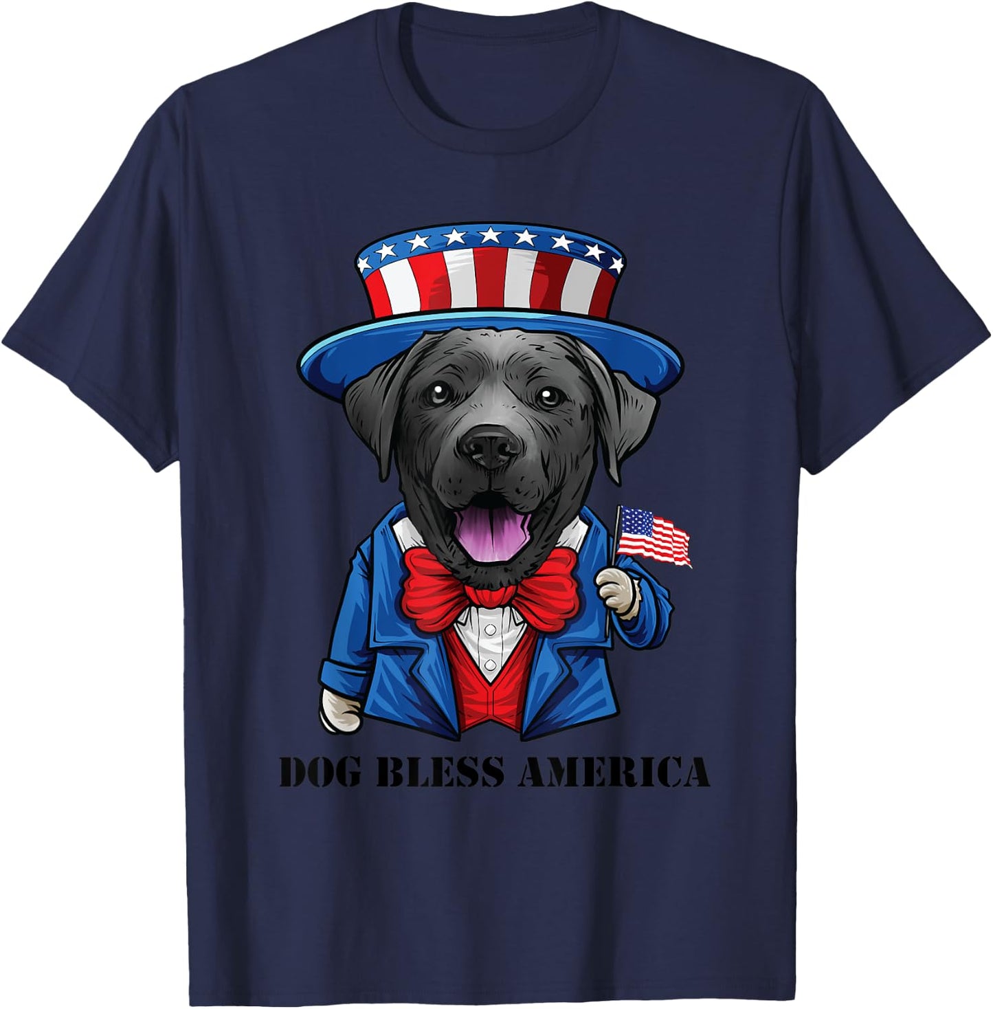 Funny 4th of July Black Lab Dog, Labrador Retriever Men T-Shirt - T-Shirt | Navy
