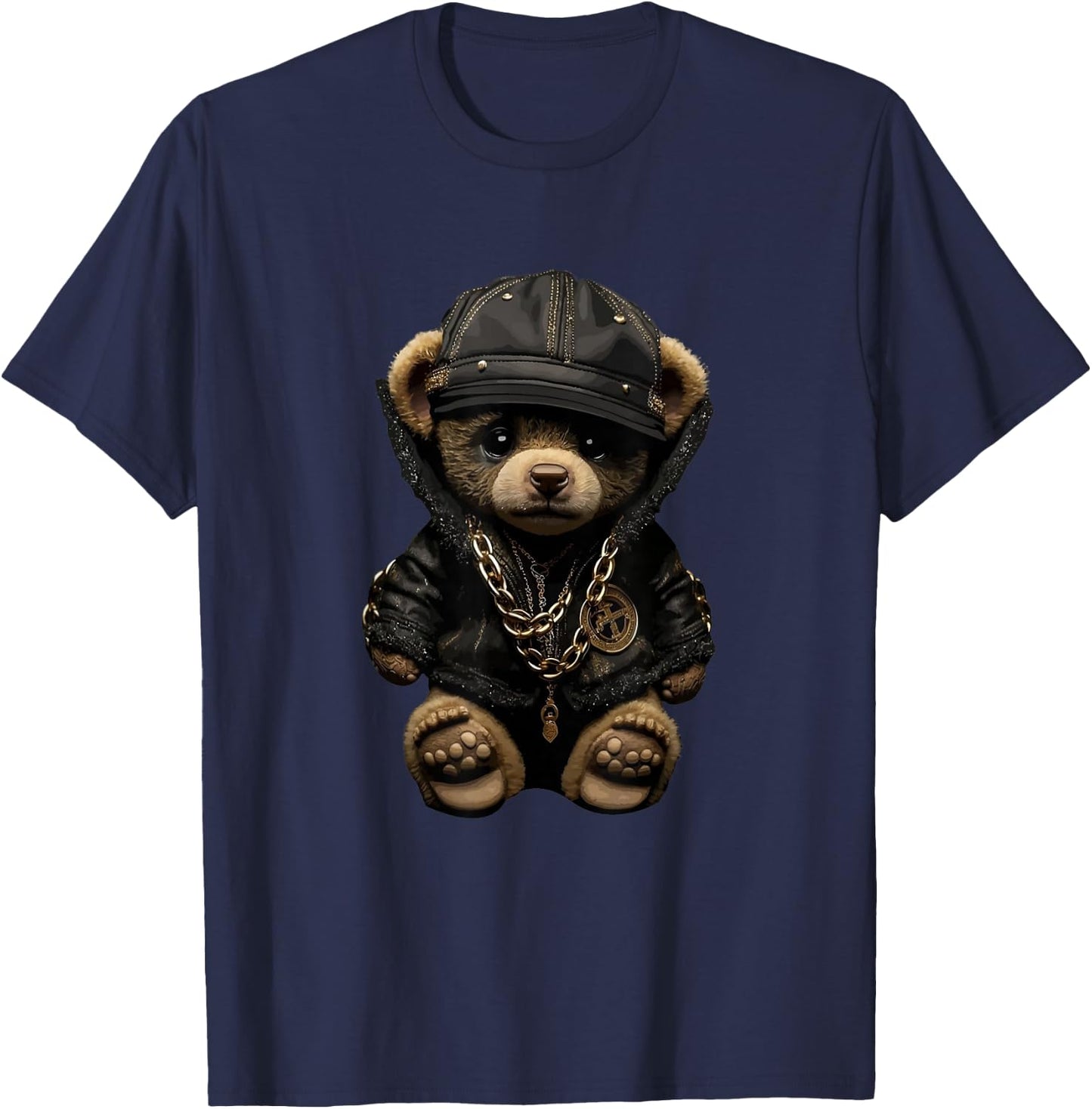 Teddy Fashion Rap Bear Stylish Hip Hop Funny , black T-Shirt - T-Shirt | Navy