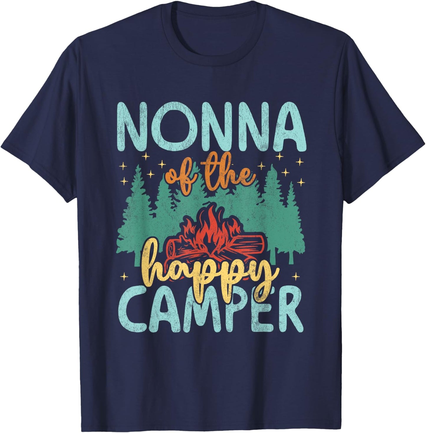 Nonna of Happy Camper 1st Birthday Party Retro Nonna T-Shirt - T-Shirt | Navy