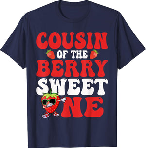 Cousin of The Berry Sweet One Strawberry First Birthday T-Shirt - T-Shirt | Navy