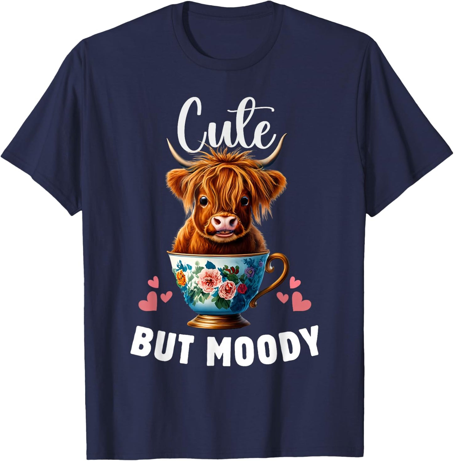 Cow miniature Highland Cow Cute But Moody Baby Cow for Girls T-Shirt - T-Shirt | Navy