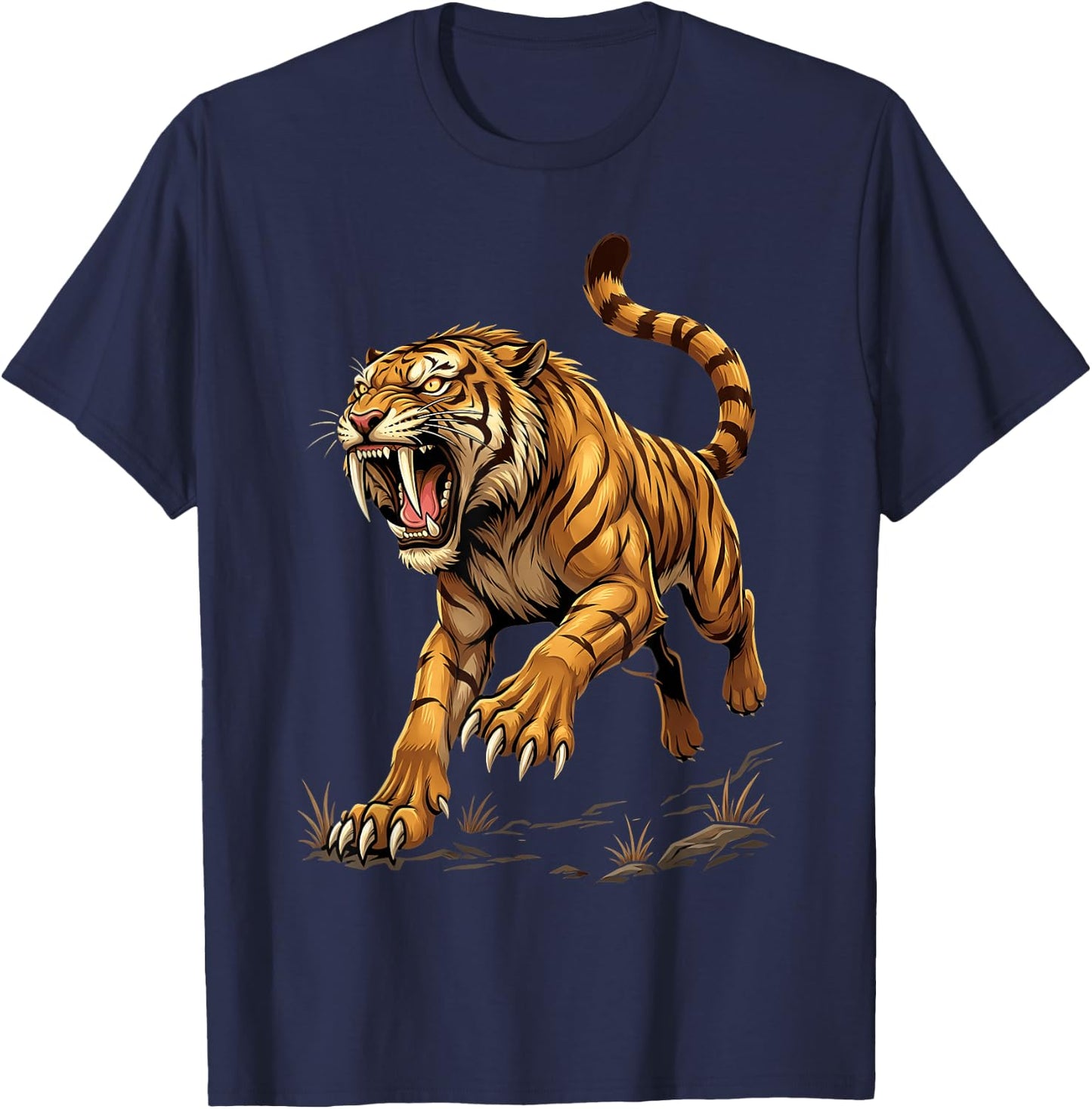 Saber Tooth Tiger Smilodon T-Shirt - T-Shirt | Navy