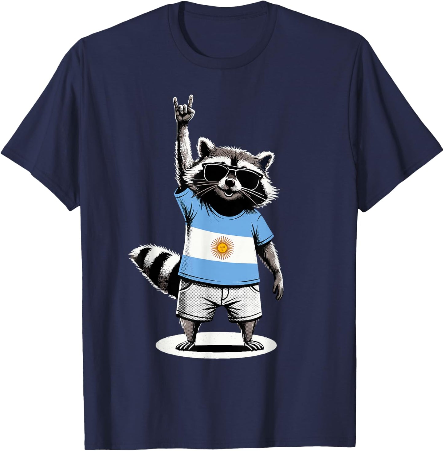 Argentinian Flag Raccoon Argentina T-Shirt - T-Shirt | Navy