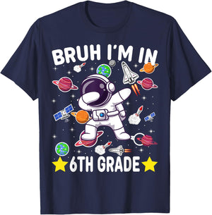 Sixth Grade Dabbing Boy Astronaut Bruh i'm in 6th Grade T-Shirt - T-Shirt | Navy