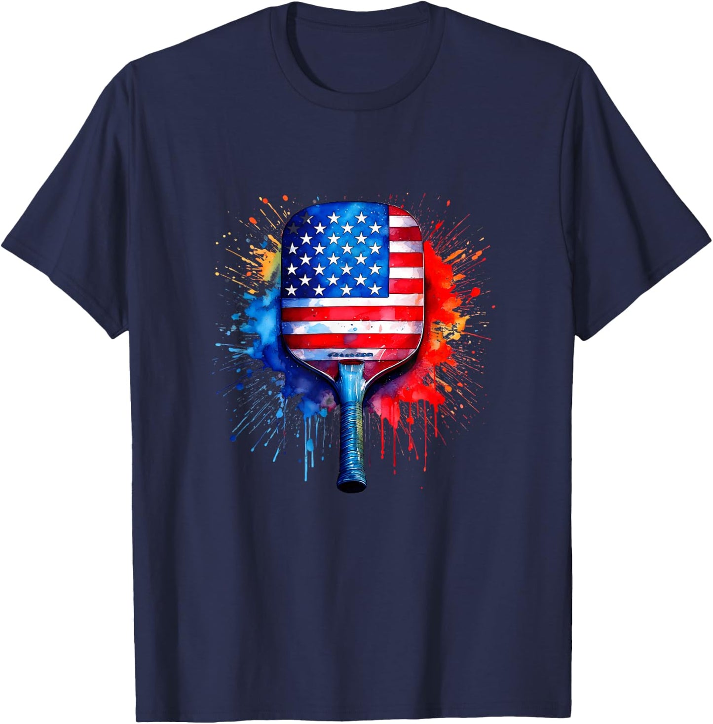 Pickleball Shirts USA Flag American 4th of July Sport T-Shirt - T-Shirt | Navy