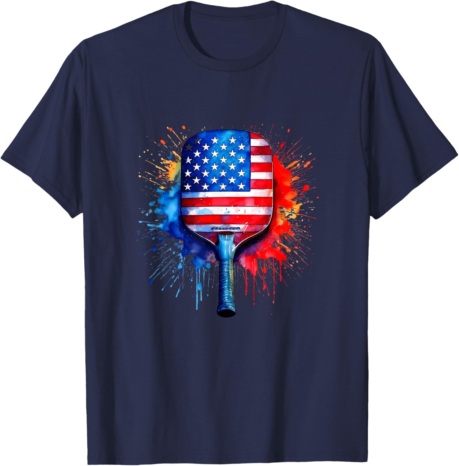 Pickleball Shirts USA Flag American 4th of July Sport T-Shirt - T-Shirt | Navy