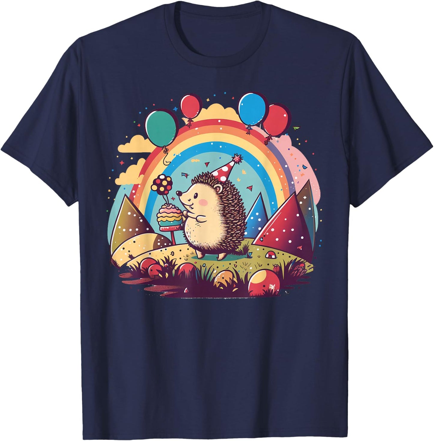 Celebration Hedgehog Event Birthday Party Hedgehog T-Shirt - T-Shirt | Navy