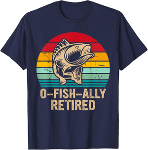 O-fish-ally Retired Retirement Fishing Vintage T-Shirt - T-Shirt | Navy