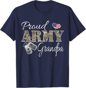 Proud Army Grandpa with Army Dog Tag US Flag Men Women T-Shirt - T-Shirt | Navy